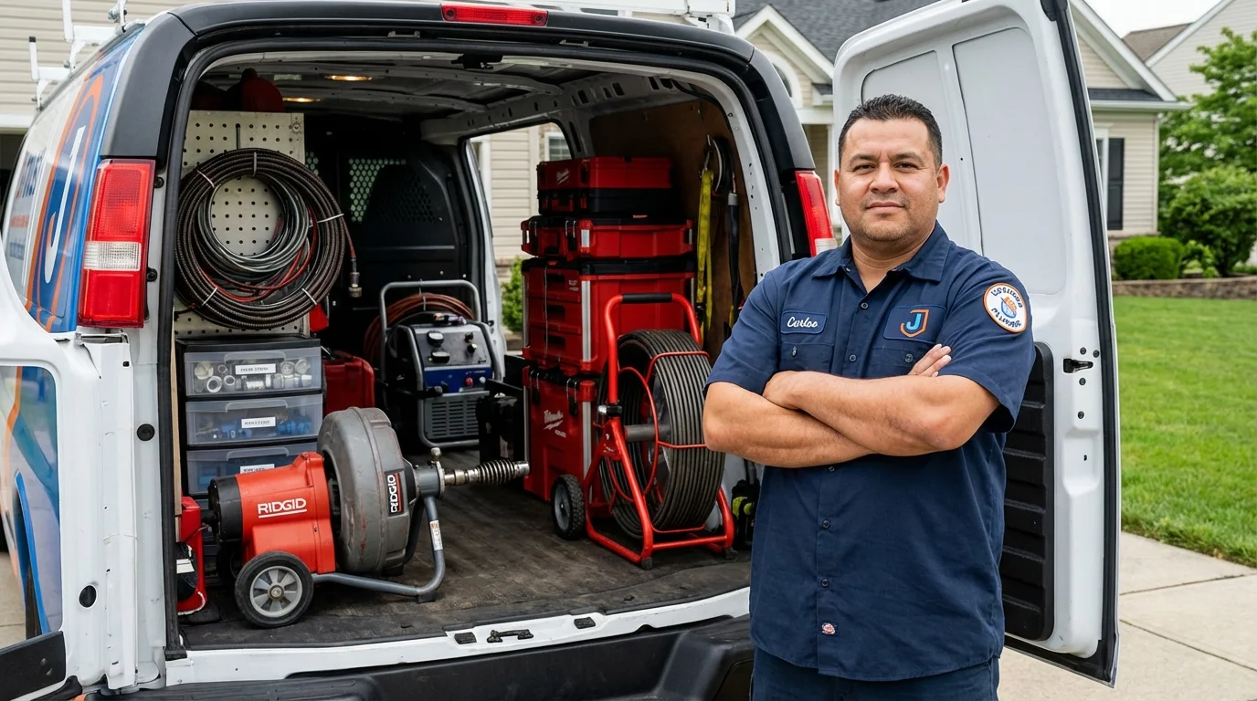 Professional drain cleaning equipment and Johns Plumbing LLC plumber in Decorah