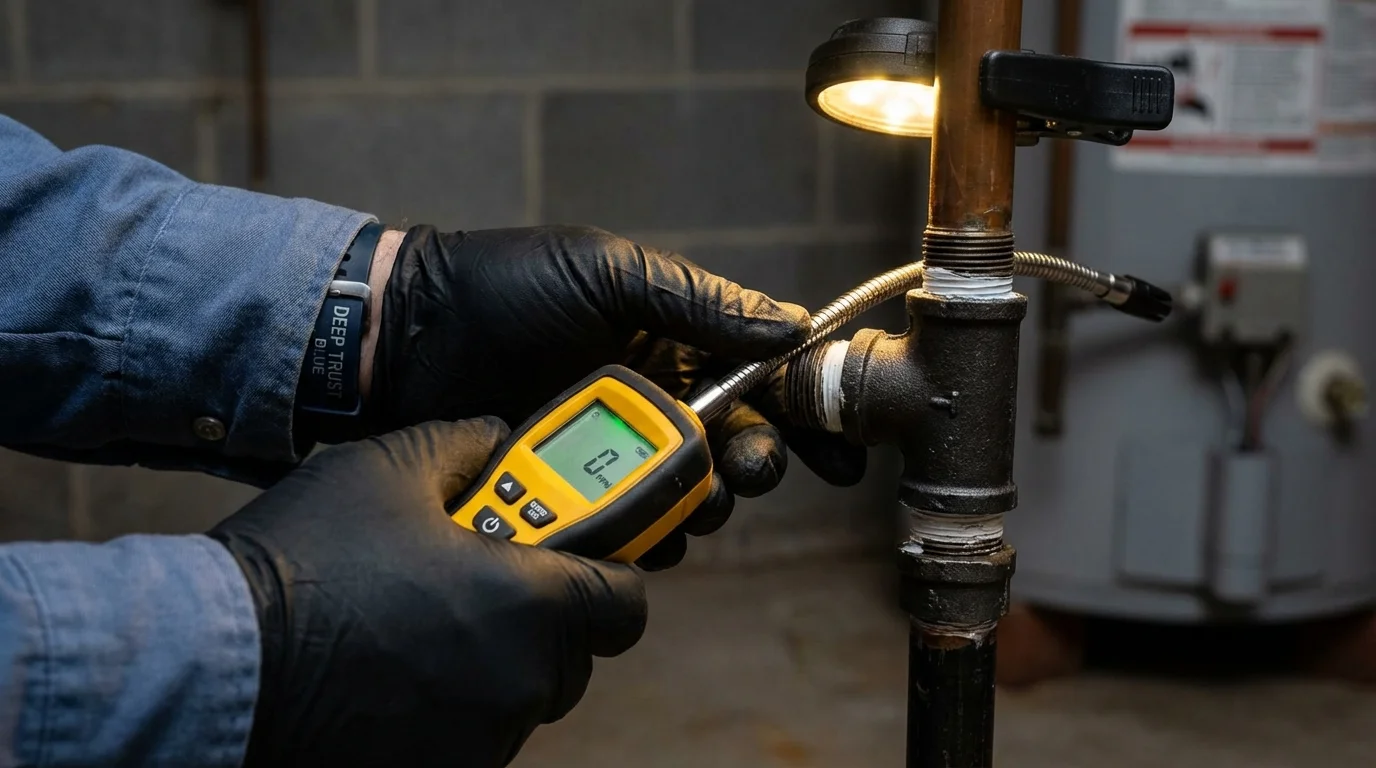 Gas leak detection with electronic sniffer by Johns Plumbing LLC in Decorah